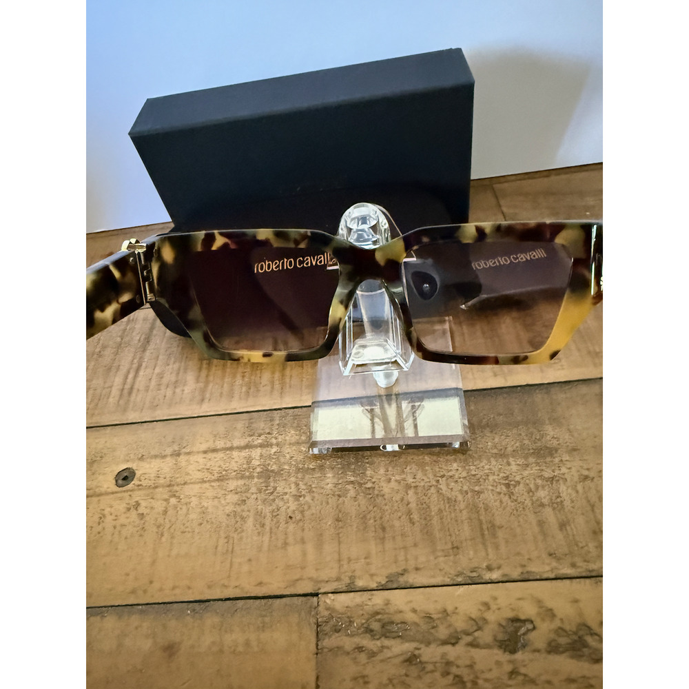 Roberto Cavalli SRC016 0AGG Sunglasses Women's Tortoise Oversized Square Italy - Picture 8 of 11